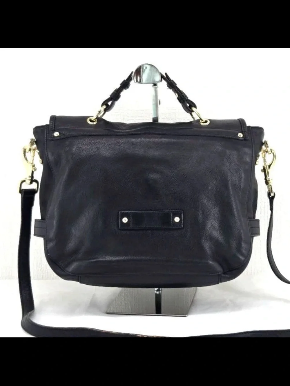 Mulberry Black Leather Satchel with Gold Hardware